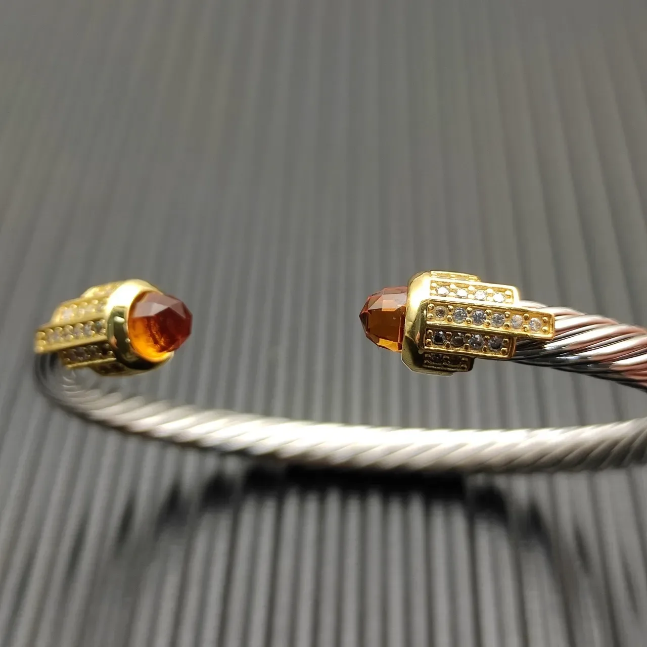 David Yurman Cable Classics Silver Gold Twisted Dual-Tone Metal Bracelet 3
