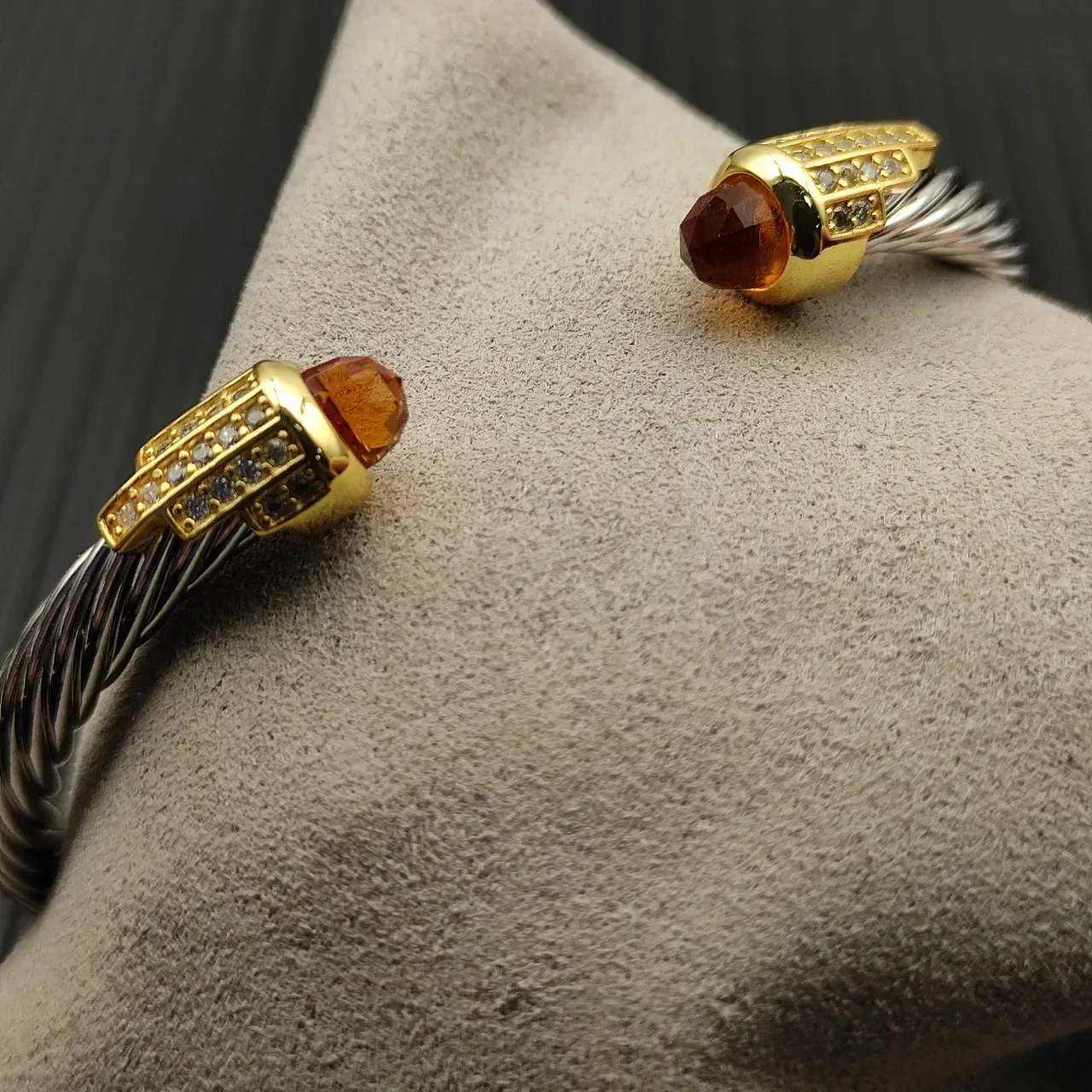David Yurman Cable Classics Silver Gold Twisted Dual-Tone Metal Bracelet 6