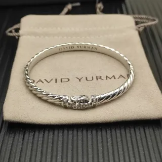 David Yurman Cable Classics Pulsera Cable Trenzado Hebilla de Diamantes