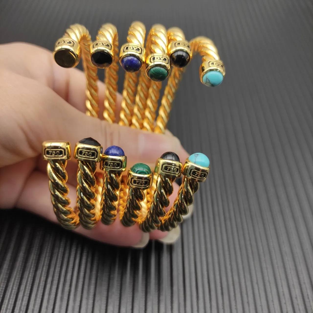 David Yurman Cable Classics Twisted Gold-Tone Lapis Lazuli Cuff Bracelet 2