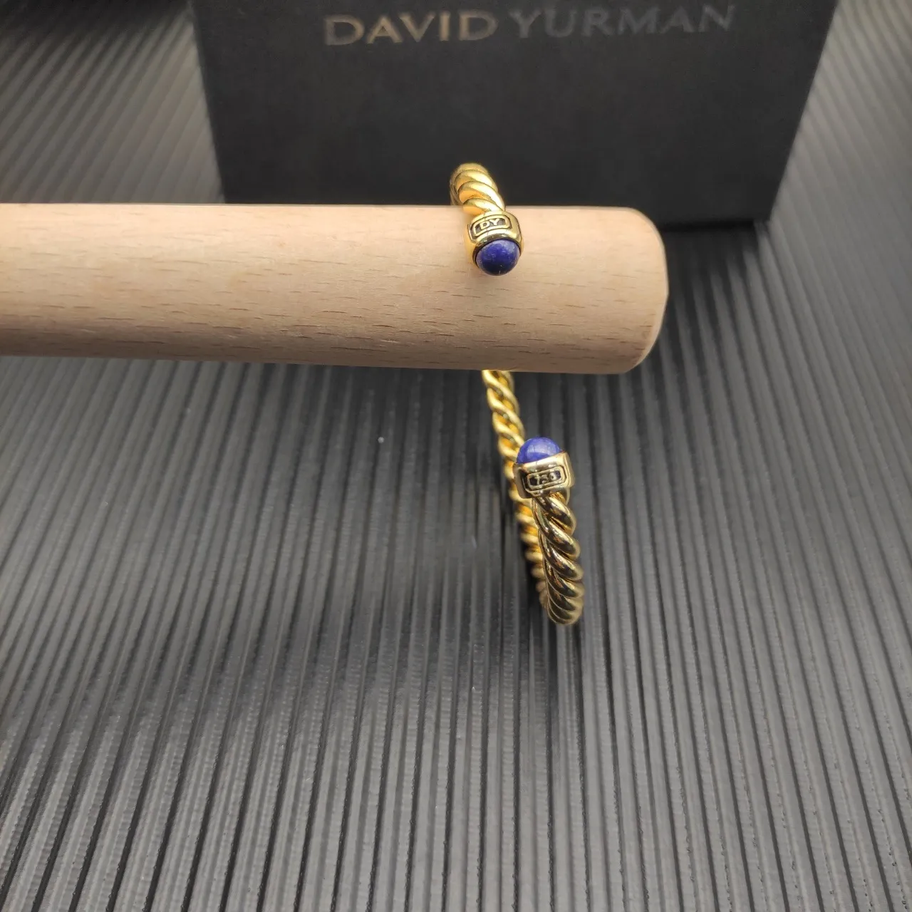 David Yurman Cable Classics Twisted Gold-Tone Lapis Lazuli Cuff Bracelet 8