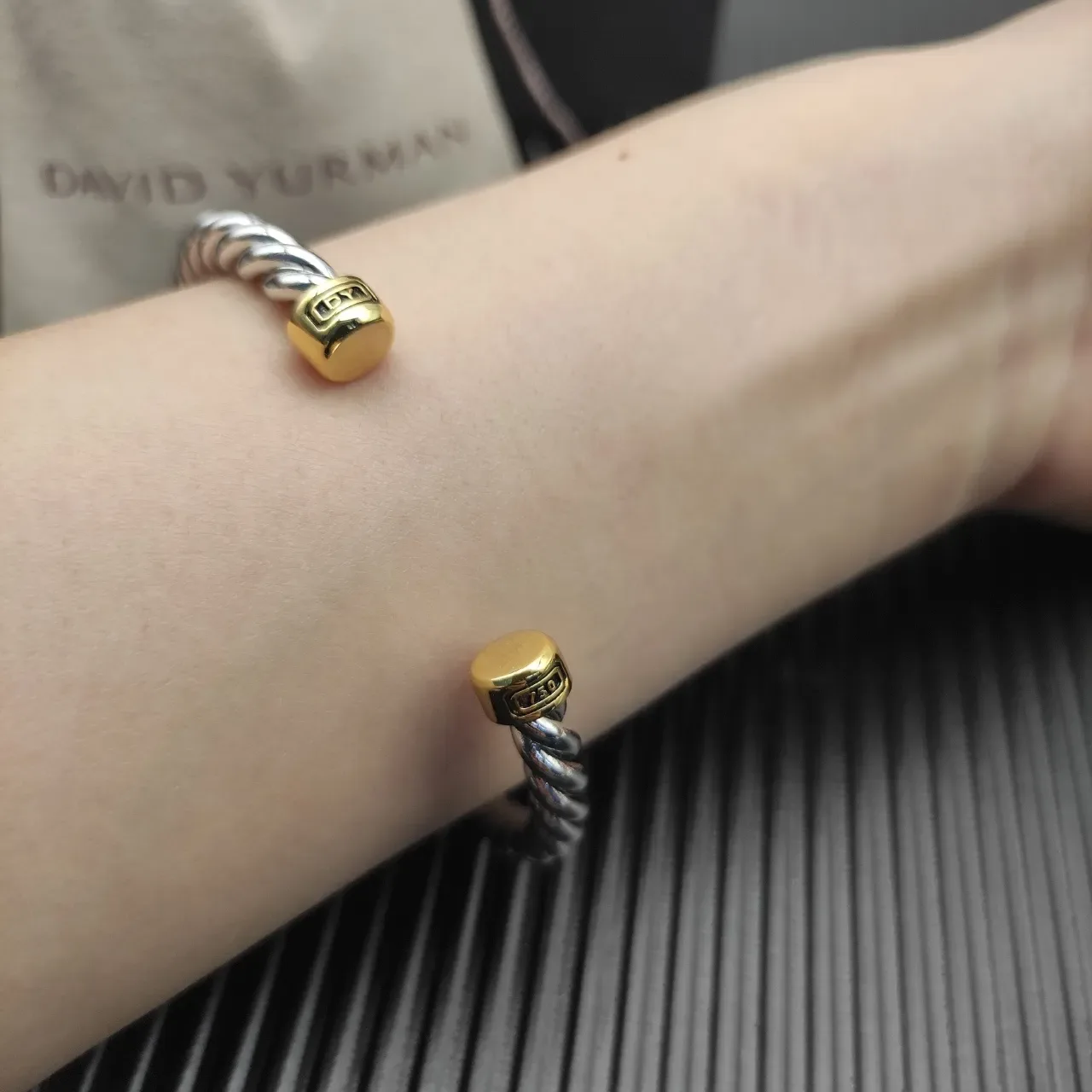 David Yurman Cable Classics Twisted Silver and Gold Cuff Bracelet 4