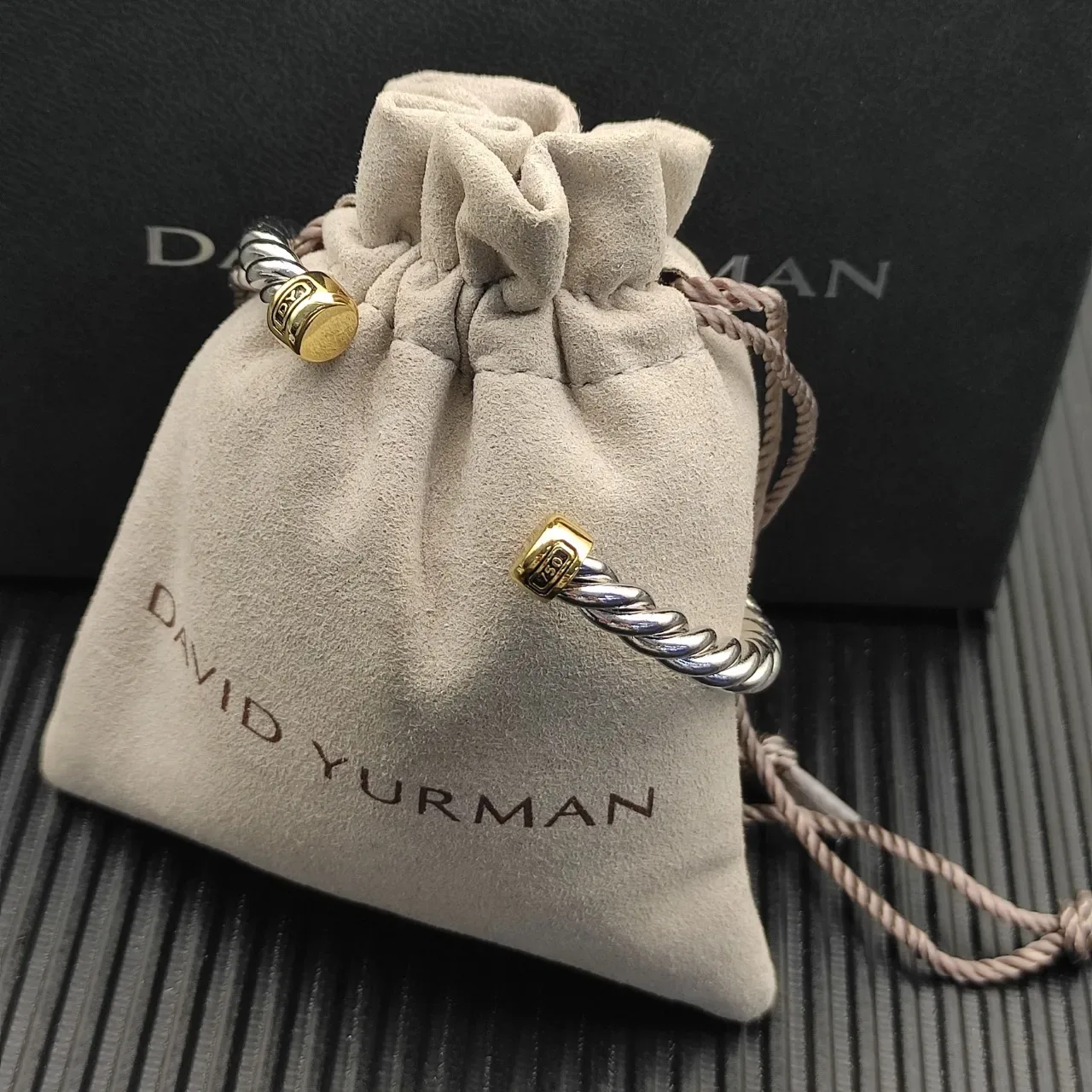 David Yurman Cable Classics Twisted Silver and Gold Cuff Bracelet 6