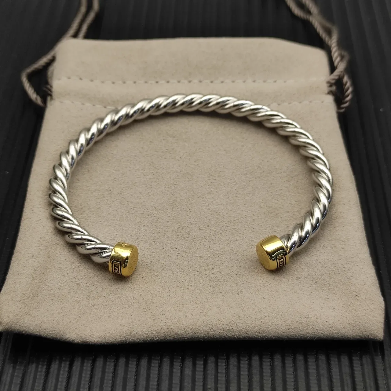David Yurman Cable Classics Twisted Silver and Gold Cuff Bracelet 8