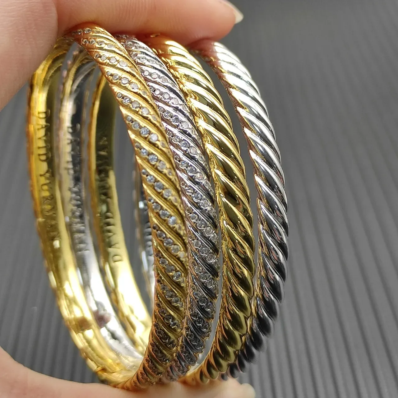 David Yurman Cable Collection Twisted Rope Silver Bangle Bracelet 3