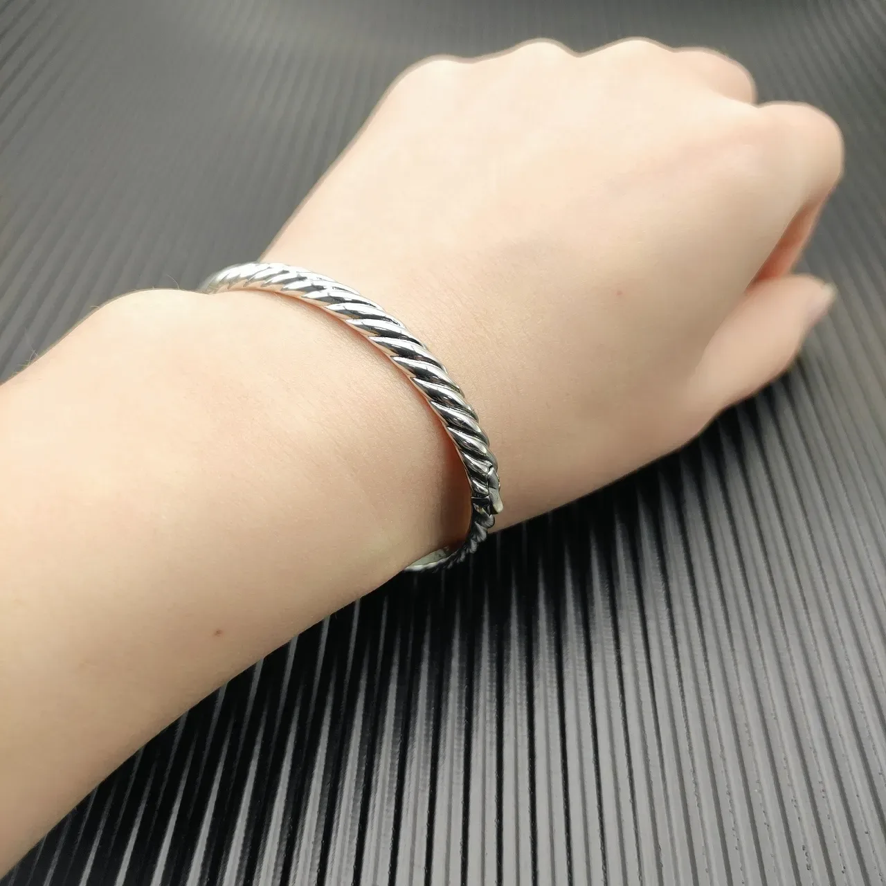 David Yurman Cable Collection Twisted Rope Silver Bangle Bracelet 4