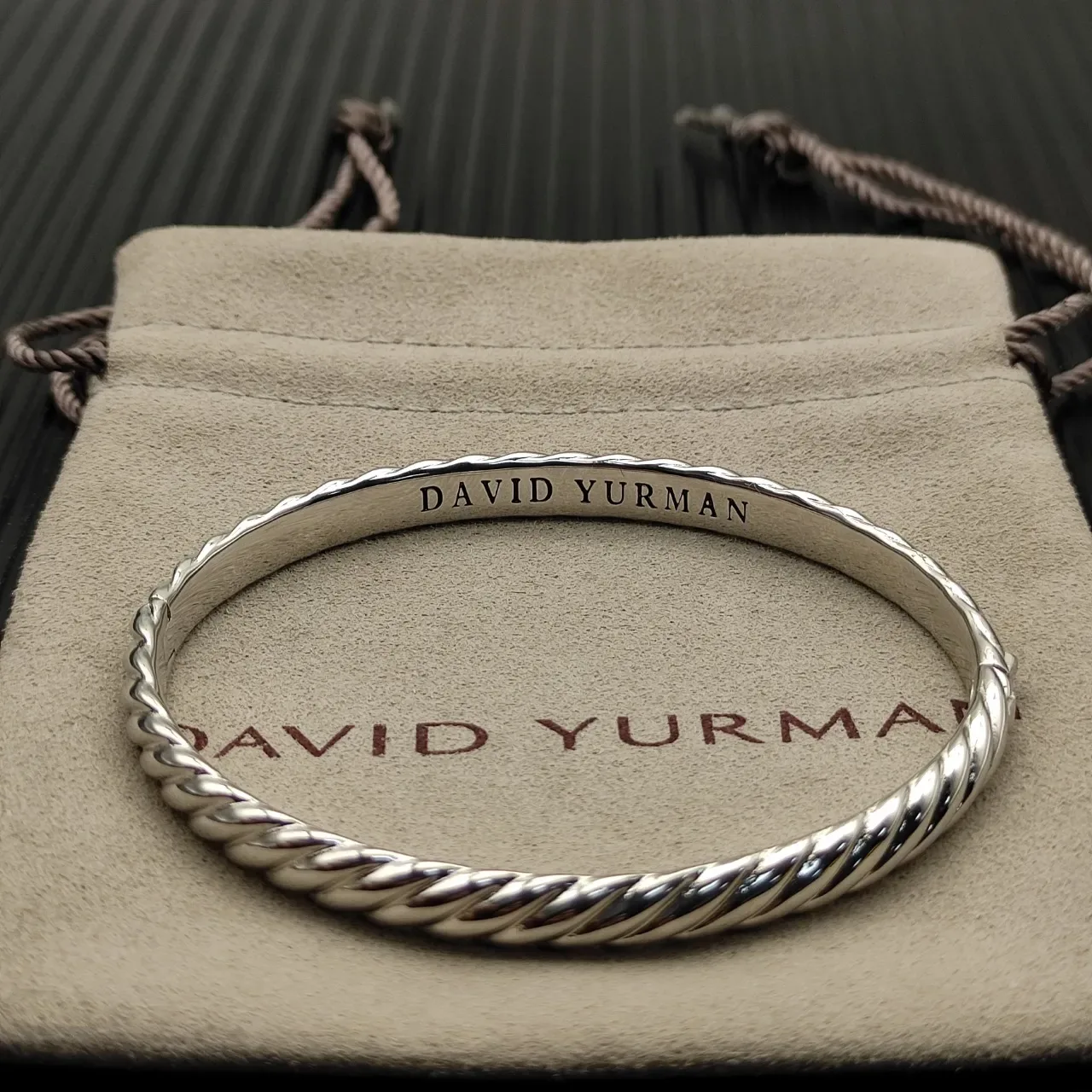 David Yurman Cable Collection Twisted Rope Silver Bangle Bracelet 6