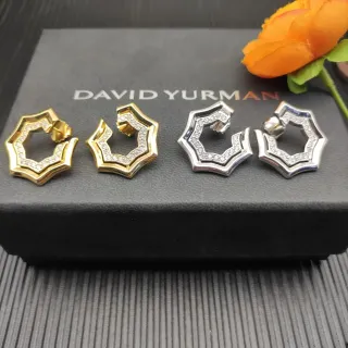 David Yurman Geometric Pavé Hexagonal Hoop Earrings
