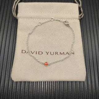 David Yurman سوار سلسلة رفيعة برتقالية حجر واحد فضي