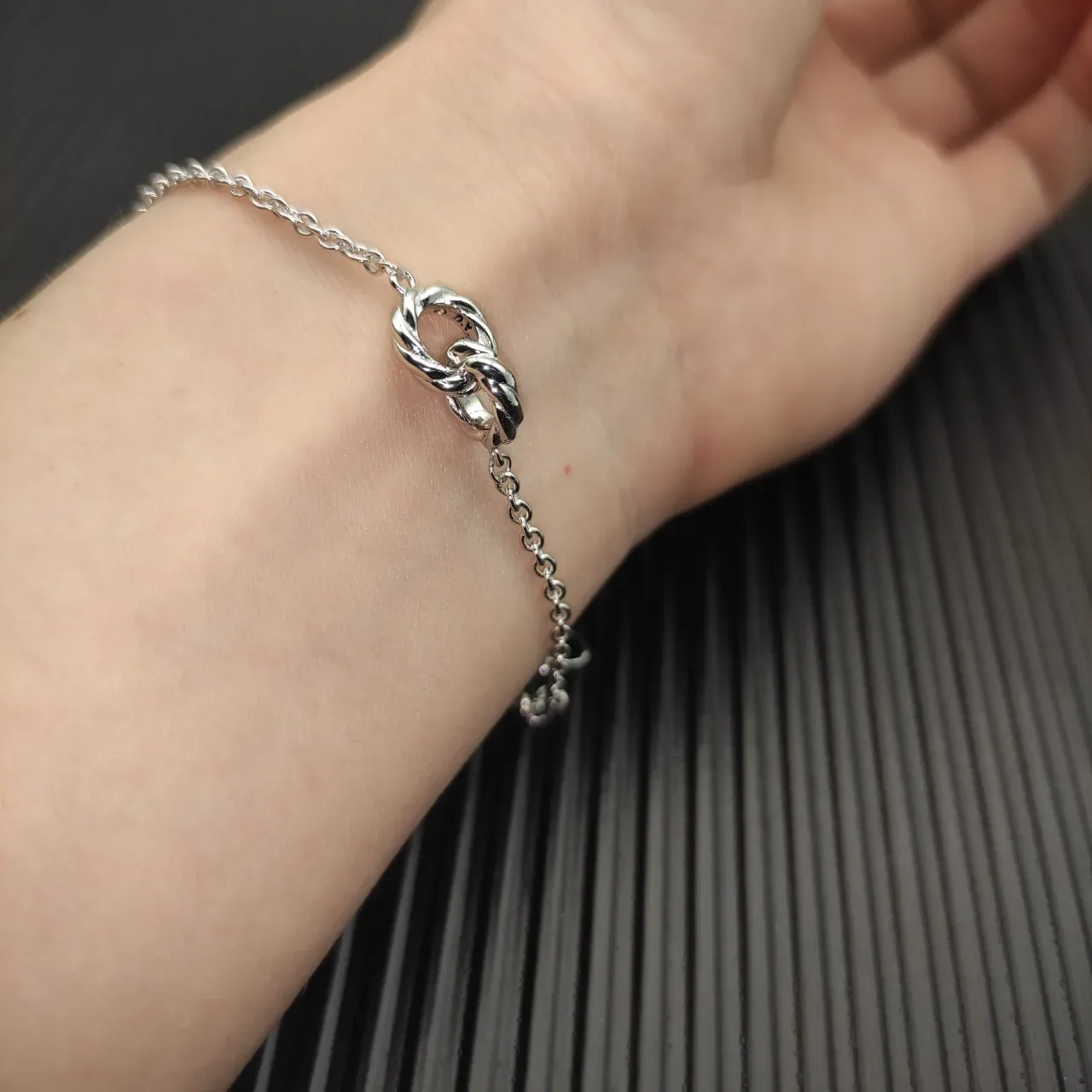 David Yurman Twisted Knot Silver Chain Bracelet 8