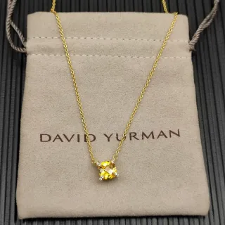 David Yurman قلادة سلسلة ذهب أصفر حجر وسادة