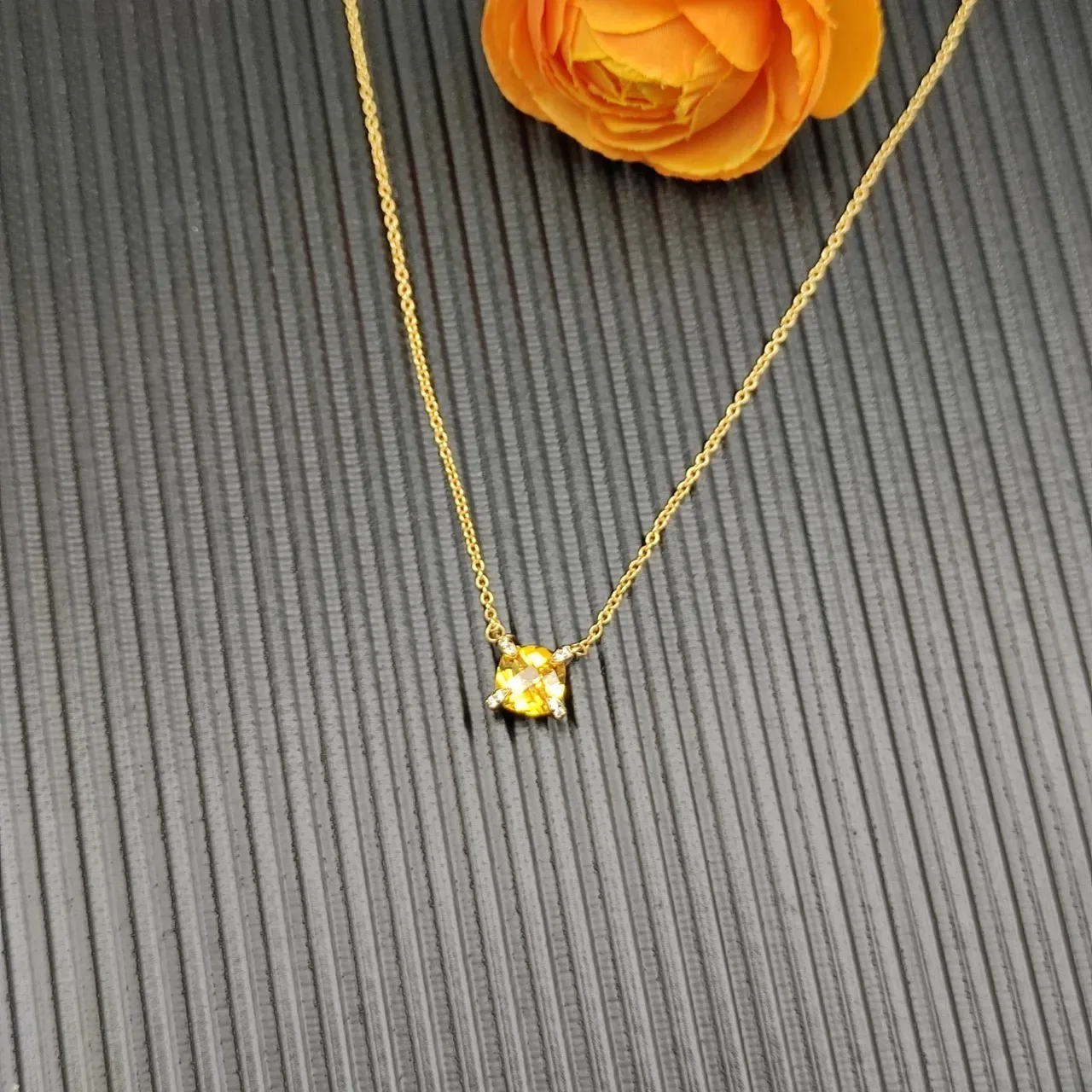 David Yurman Yellow Gold Chain Cushion-Cut Gemstone Necklace 6
