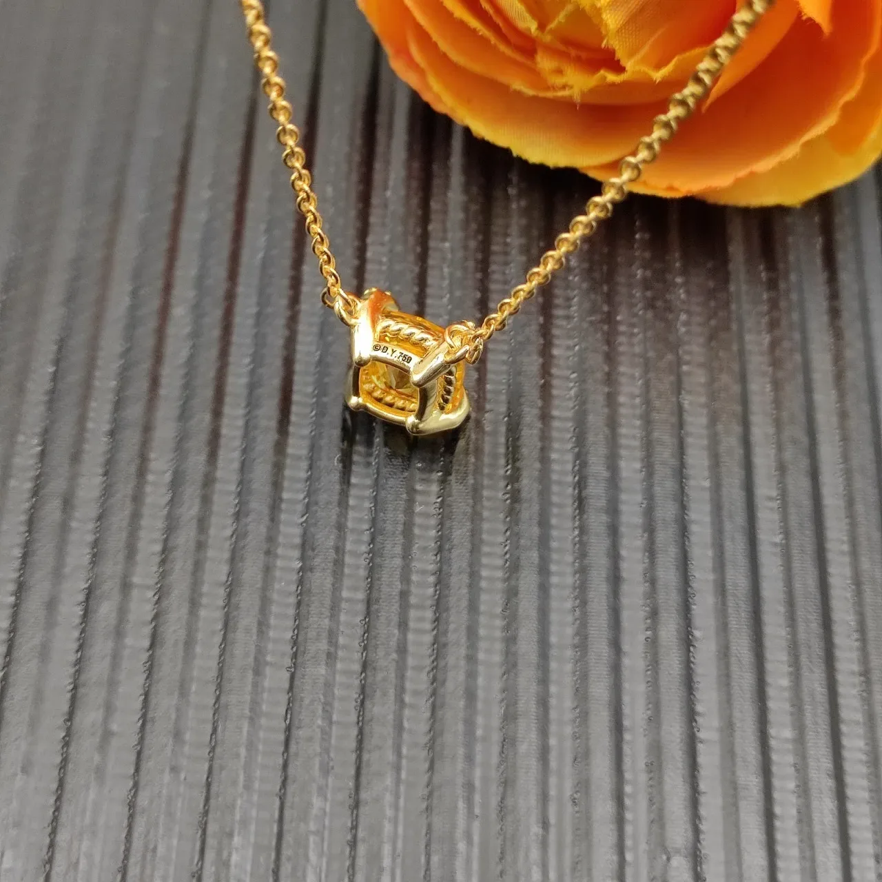 David Yurman Yellow Gold Chain Cushion-Cut Gemstone Necklace 7