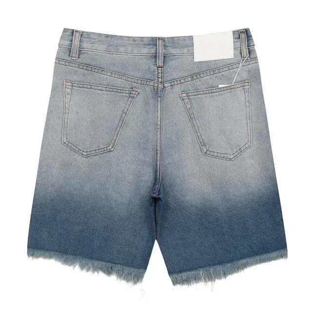 Distressed Mid-Rise Frayed Hem Denim Shorts 3