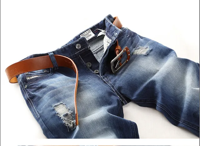 Distressed Mid-Rise Slim-Straight Cuffed Jeans 12