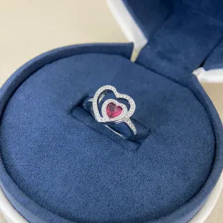 Double Heart Pave-Set Pink Gemstone Ring