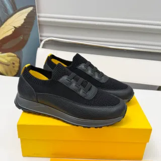 DOUCAL'S Tênis Lifestyle Pretos e Amarelos de Gola de Tricô Slip-On