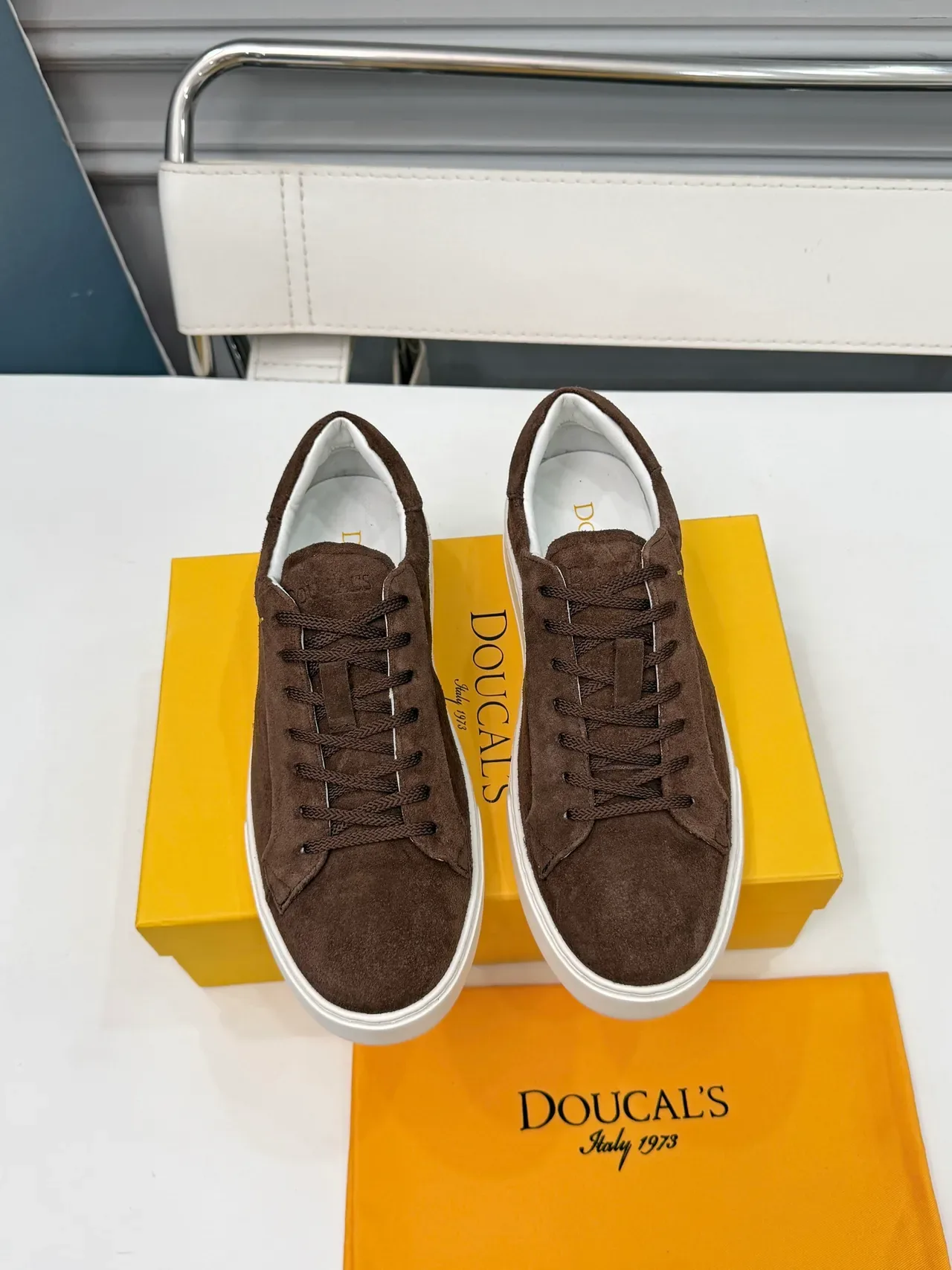 DOUCAL'S Brown Suede Low-Top Lifestyle Sneakers 5