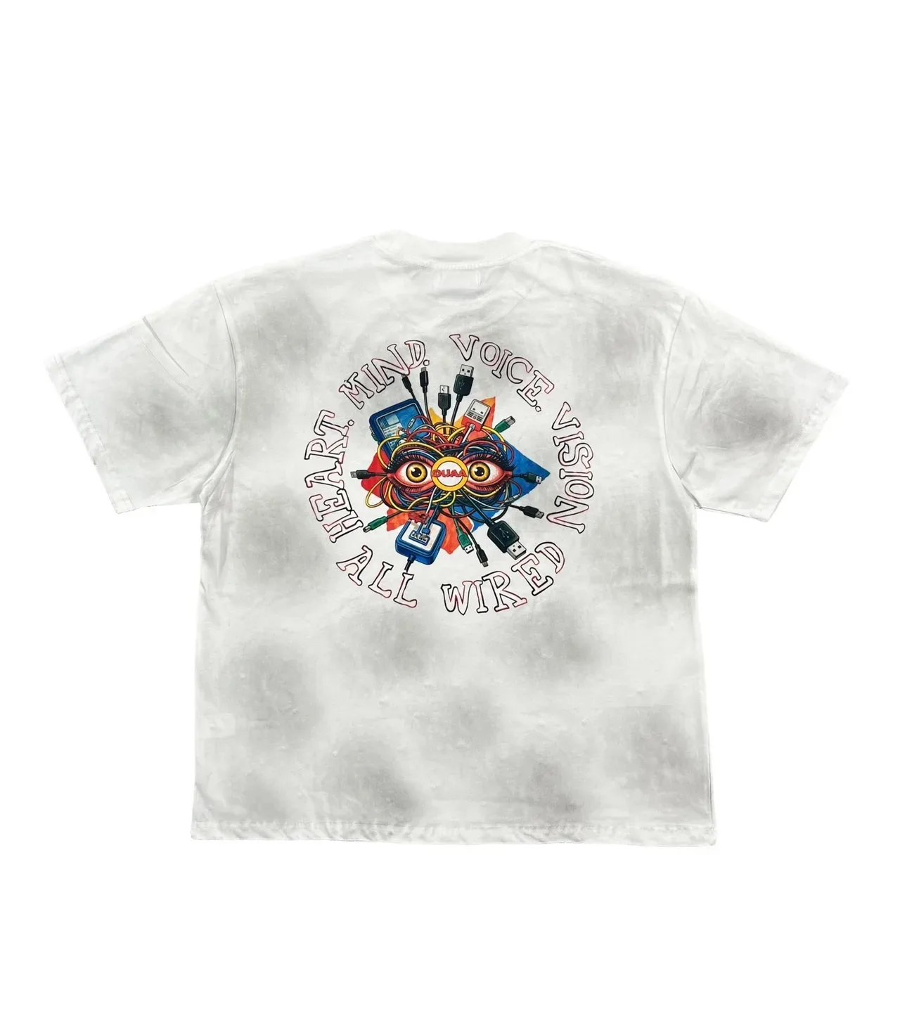 DUAA Graphic-Print Oversized Distressed White T-Shirt 8