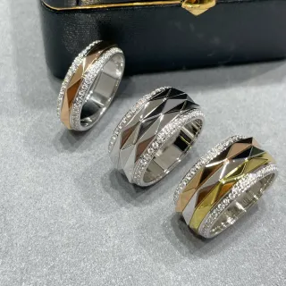 Faceted Geometric Pavé Multi-Tone Statement Rings