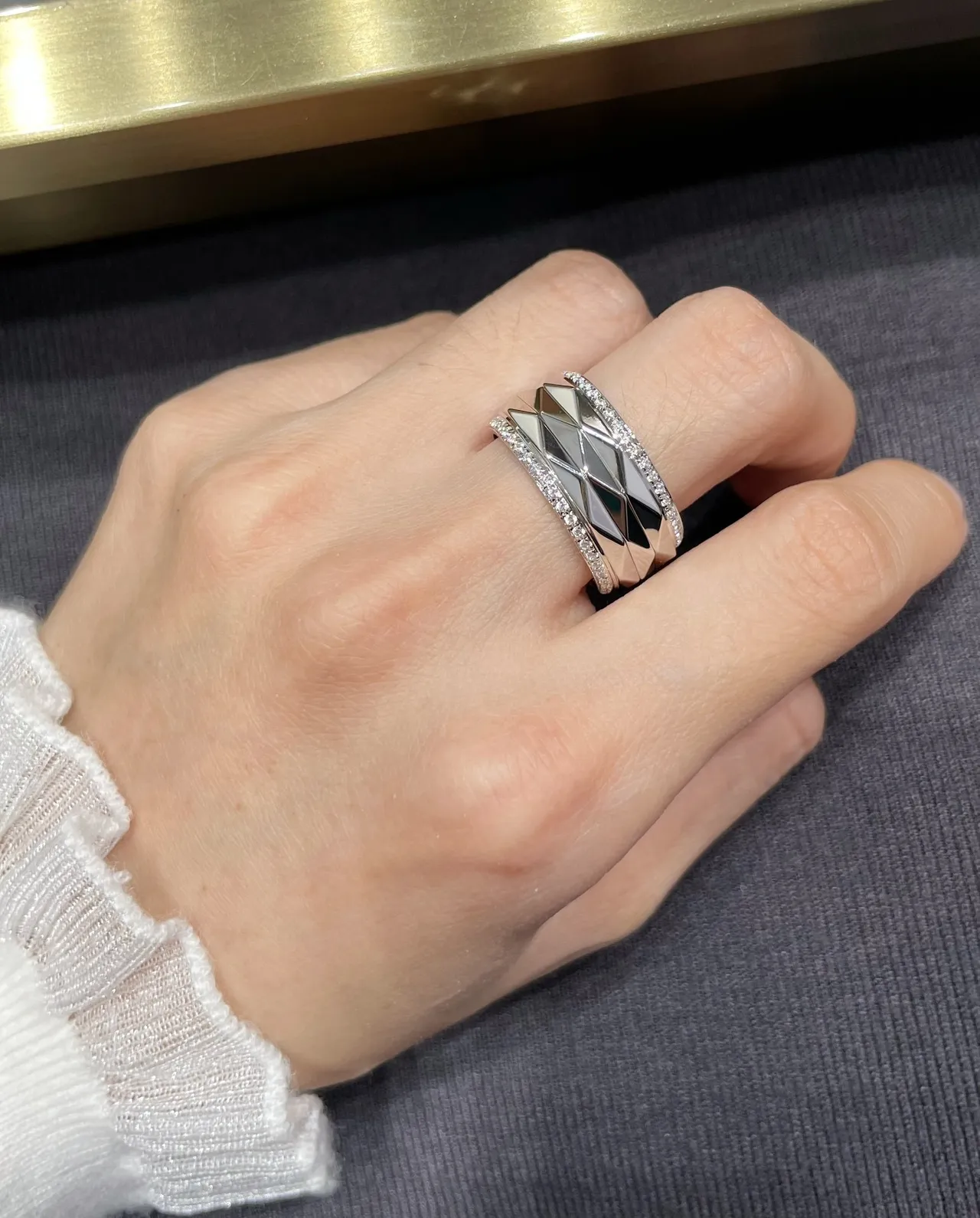Faceted Geometric Pavé Multi-Tone Statement Rings 6