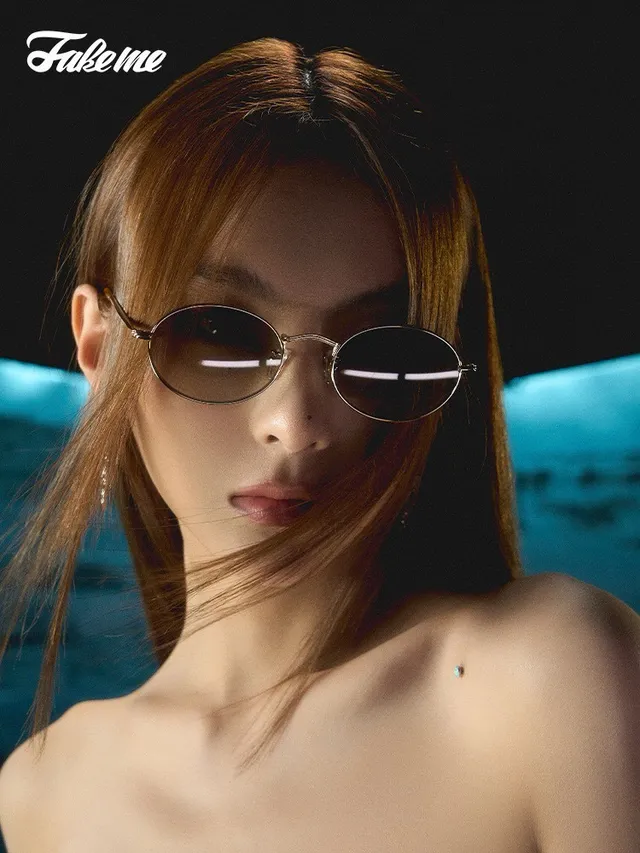 Fake me B33T Oval Thin Metal Frame Sunglasses 6