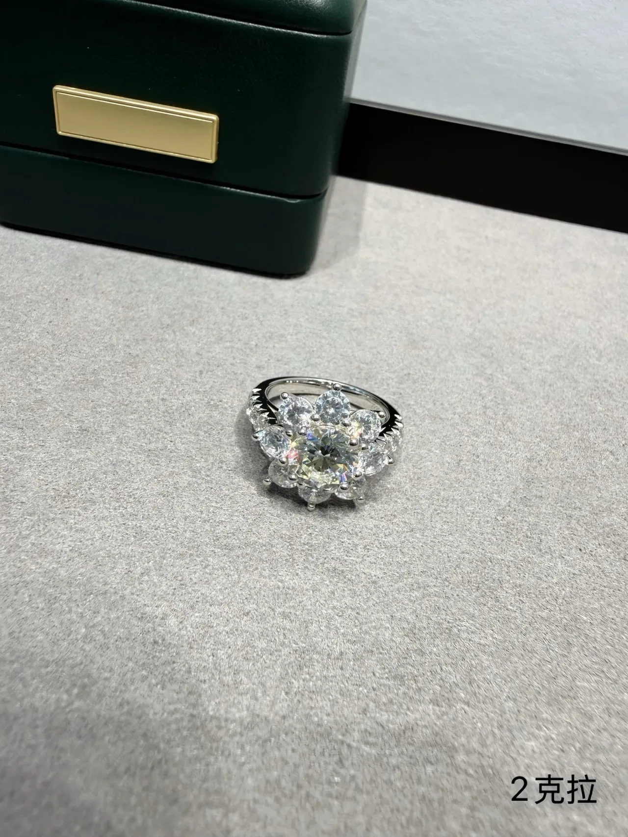 Floral Cluster Multi-Stone Silver-Toned Ring 4