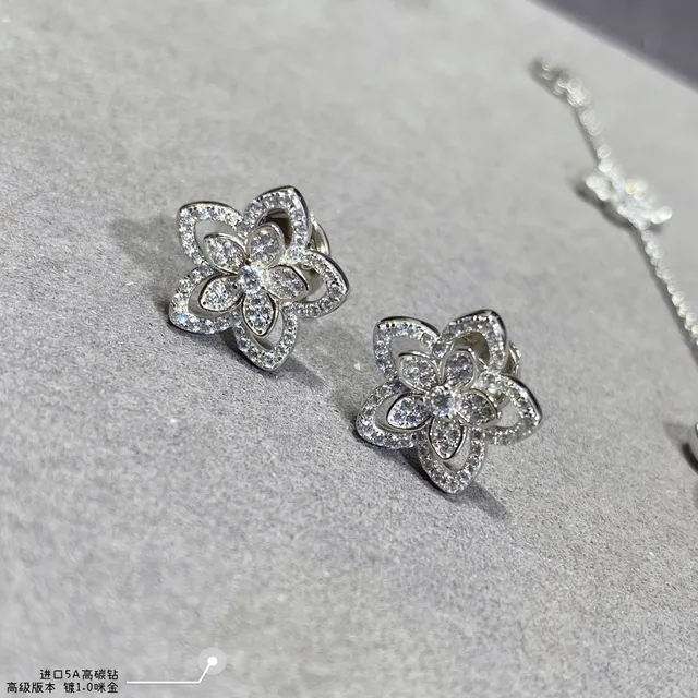 Floral Pavé Crystal Stud Earrings 4