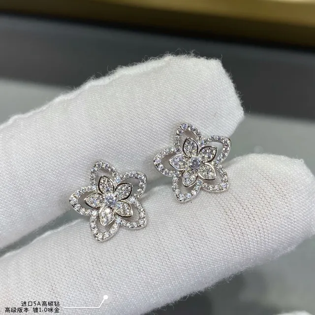 Floral Pavé Crystal Stud Earrings 6