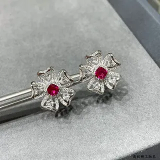 Floral Pavé Red Gem Earrings
