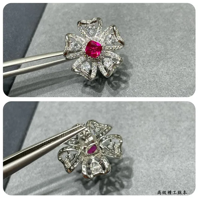 Floral Pavé Red Gem Earrings 5