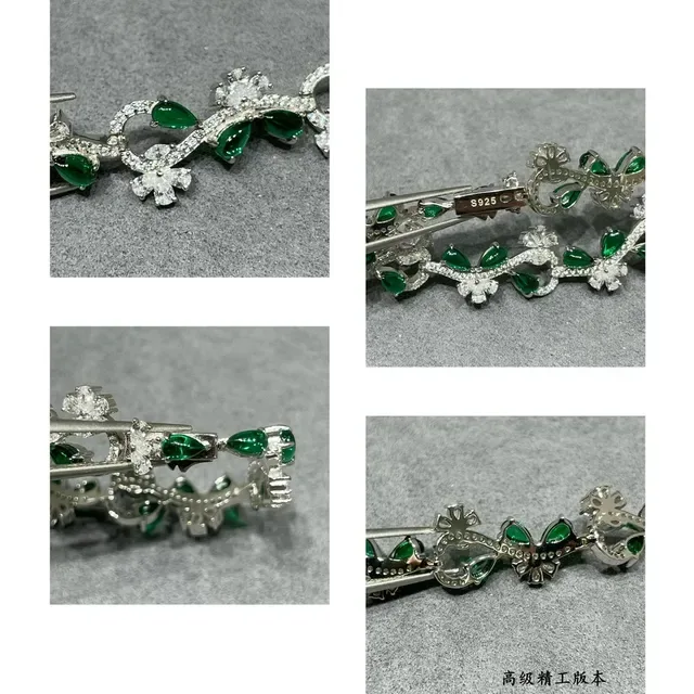 Floral Vine Motif Green and White Gemstone Bracelets 5