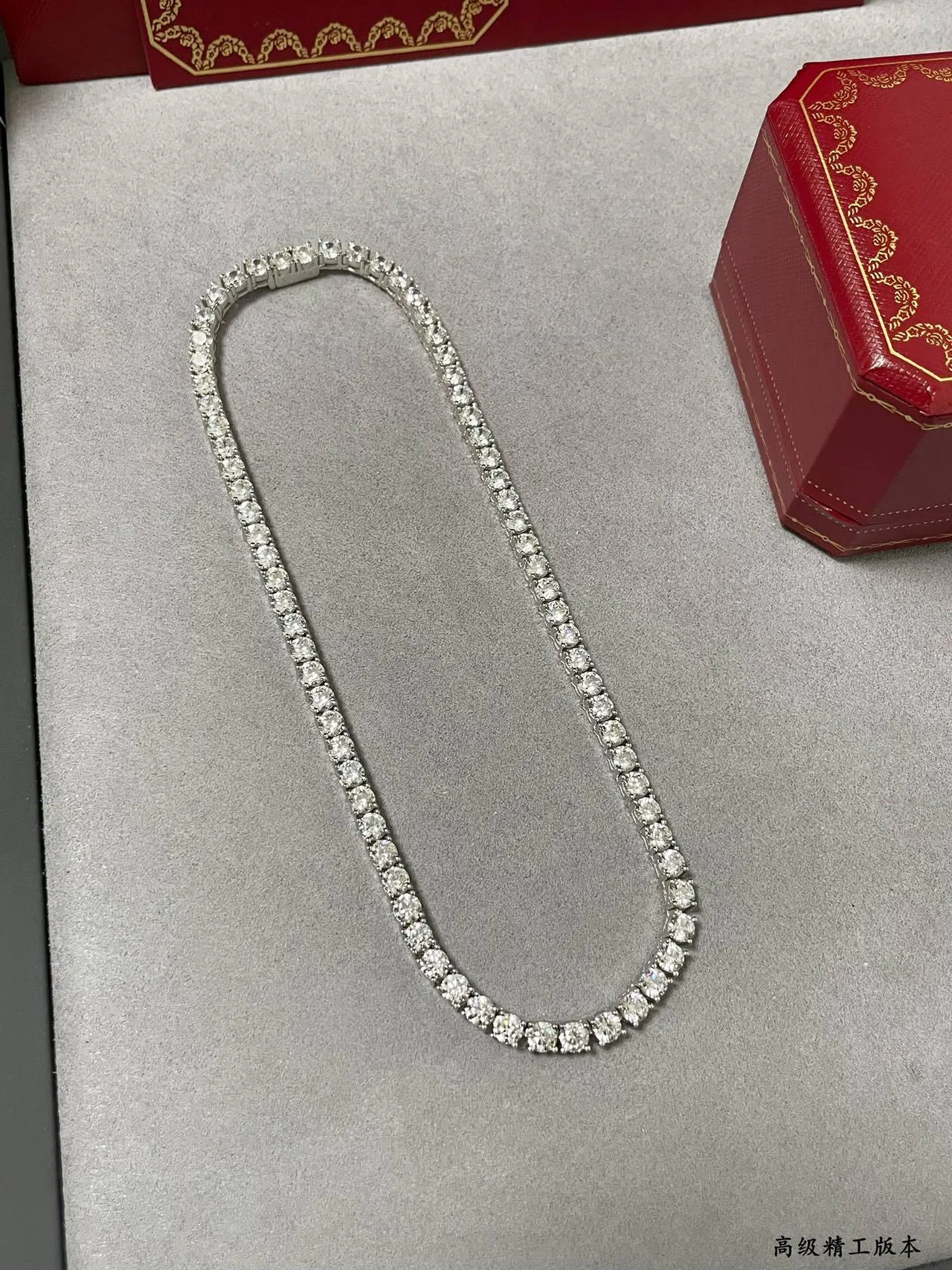 Fully Paved Channel-Set Square-Cut Stone Necklace 3