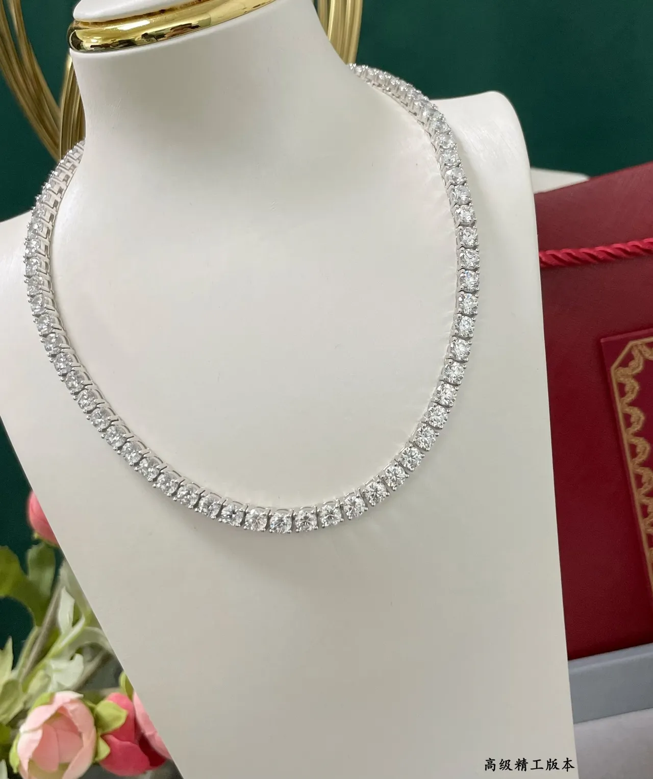 Fully Paved Channel-Set Square-Cut Stone Necklace 6
