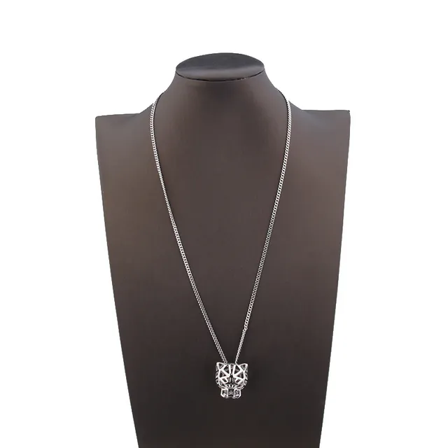 Geometric Openwork Panther Head Gold-Tone Necklace 6