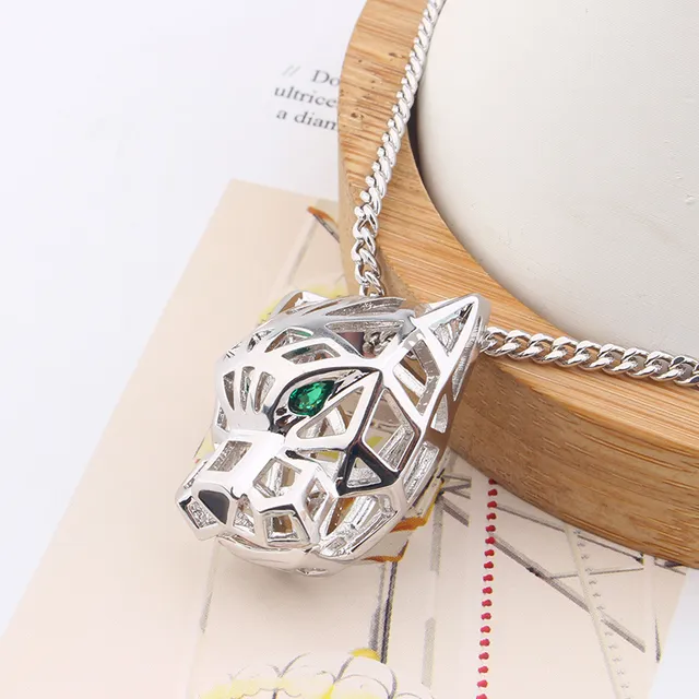 Geometric Openwork Panther Head Gold-Tone Necklace 9