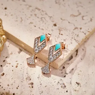 Geometric Turquoise and Pavé Stone Drop Earrings