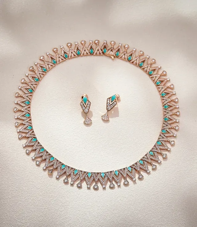 Geometric Turquoise and Pavé Stone Drop Earrings 6
