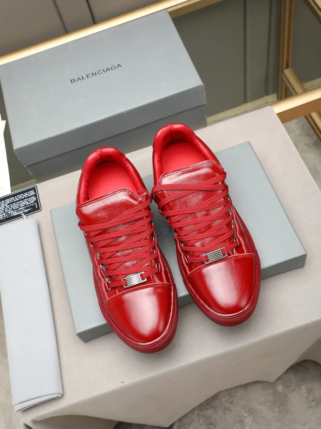 Glossy Red Low-Top Lace-Up Sneaker 3