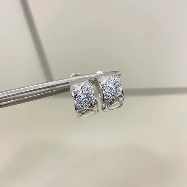 Gold and Silver Tone Quilted Pavé Crystal Hinged Hoop Earrings 4