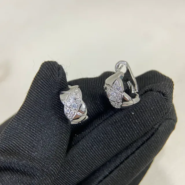 Gold and Silver Tone Quilted Pavé Crystal Hinged Hoop Earrings 5