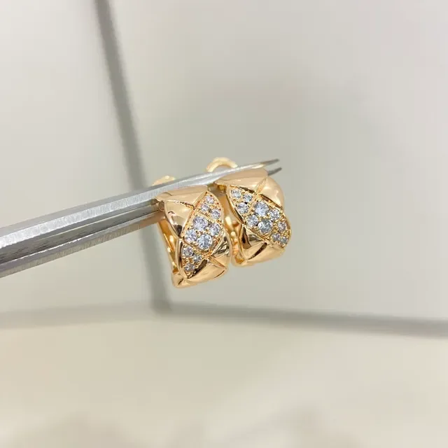 Gold and Silver Tone Quilted Pavé Crystal Hinged Hoop Earrings 7