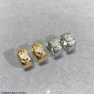 Gold and Silver Tone Quilted Pavé Crystal Hinged Hoop Earrings