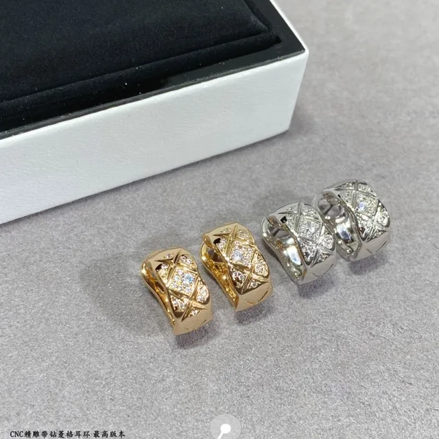 Gold and Silver Tone Quilted Pavé Crystal Hinged Hoop Earrings 2