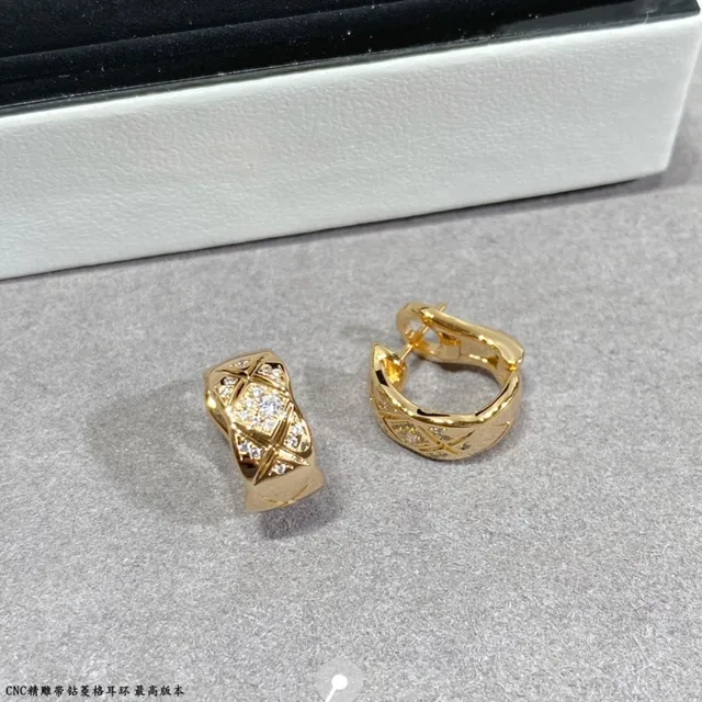 Gold and Silver Tone Quilted Pavé Crystal Hinged Hoop Earrings 6