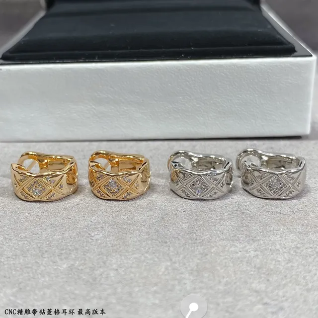 Gold and Silver Tone Quilted Pavé Crystal Hinged Hoop Earrings 7