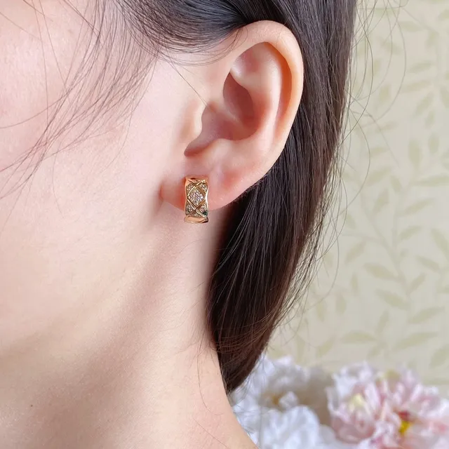 Gold and Silver Tone Quilted Pavé Crystal Hinged Hoop Earrings 8