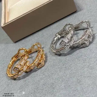 Gold and Silver Tone Segmented Pavé Hoop Earrings