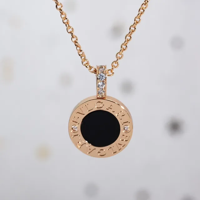 Gold Black Chain Circular Pendant Necklace 9
