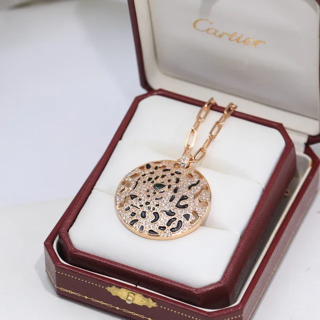 Gold Black Circular Filigree Pendant Pavé-Set Stones Necklace 3
